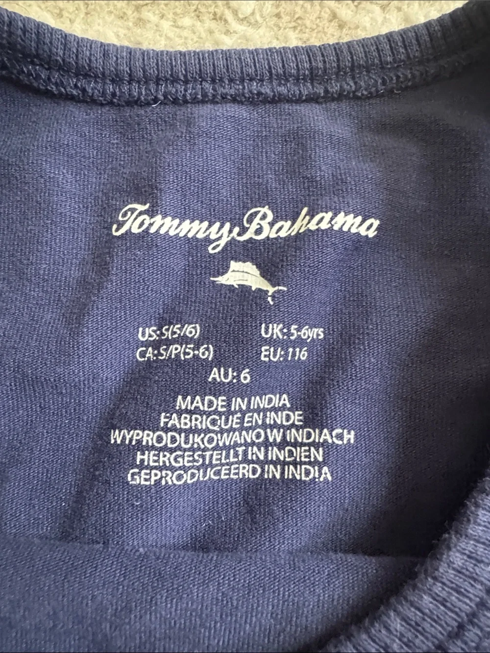 Tommy Bahama sz 5-6 blue graphic print surf T-shirt and tank top bundle,lot of 2